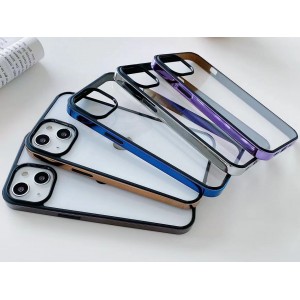 Чехол пластиковый для iPhone 14 Pro Max (фиолетовая рамка)